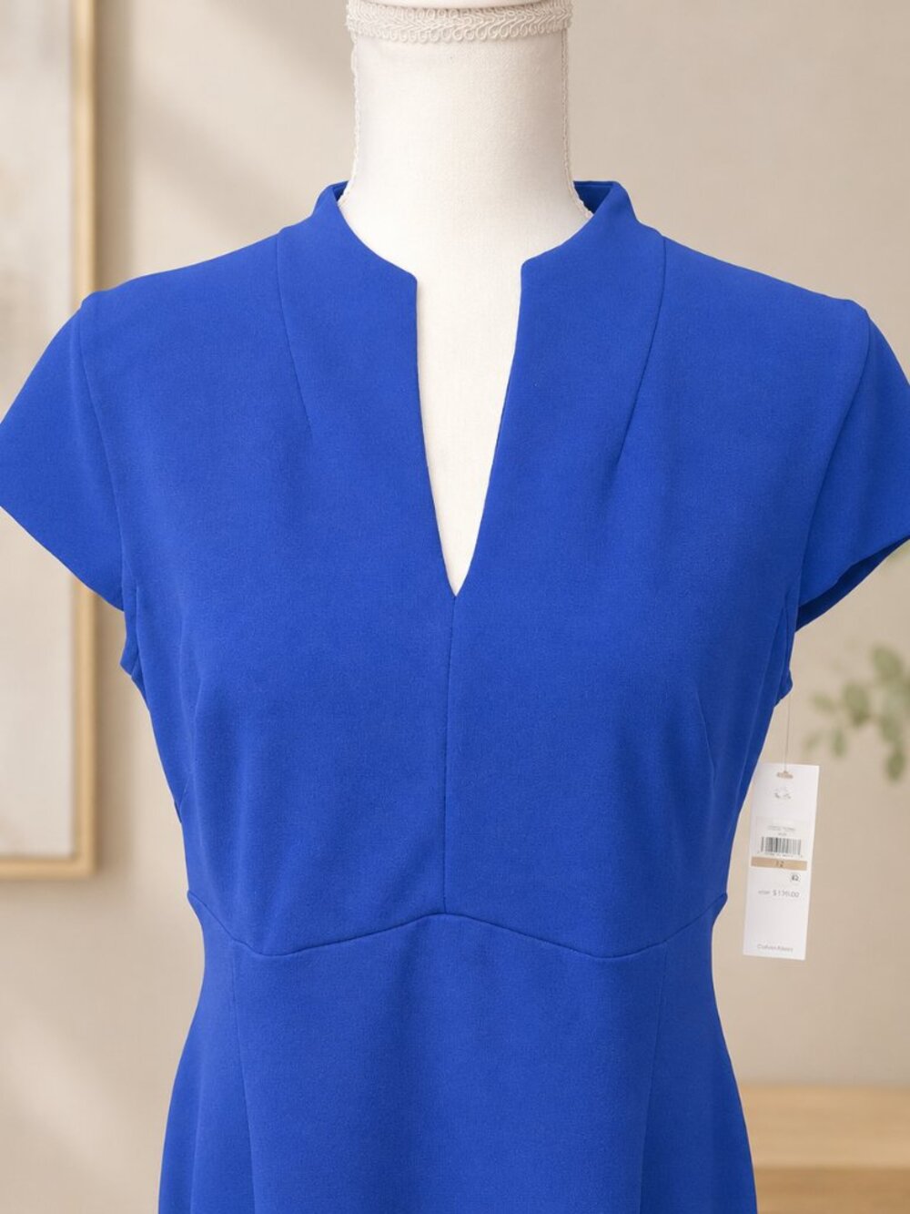 Calvin Klein Royal Blue Midi Sheath Dress, size 12 NWT - Picture 3 of 6